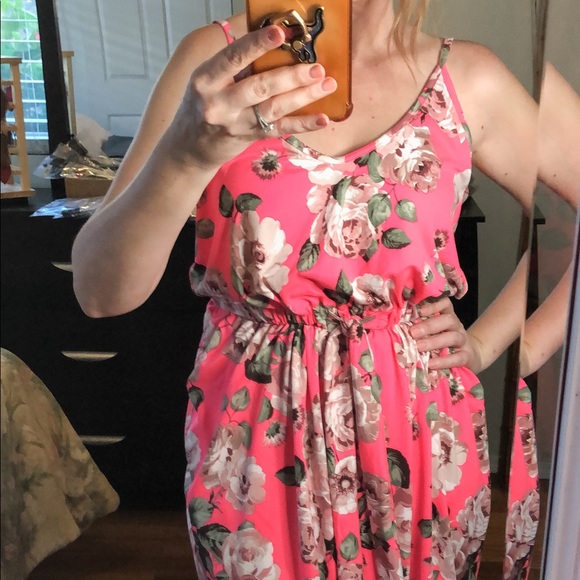 Ellis Tie Waist Strap Dress - Pink Floral - Picture 4 of 9